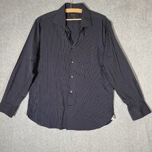 John Varvados Dress Shirt Mens 16 32/33 Dark Blue Button Up Regular fit Casual